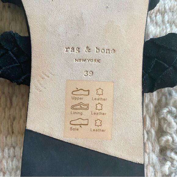 Rag & Bone Lewis Pointed Toe Suede Sandal Black Leather Womens Size 39 (7) NWOB - Picture 11 of 12